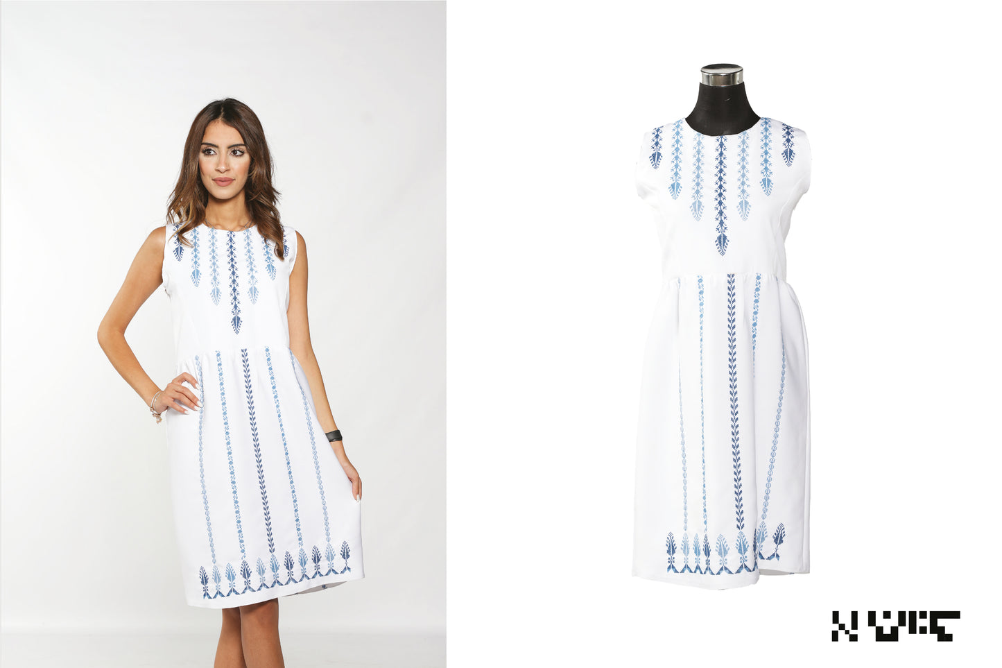 Hand Stitched Tatreez | White Dress - Nablus